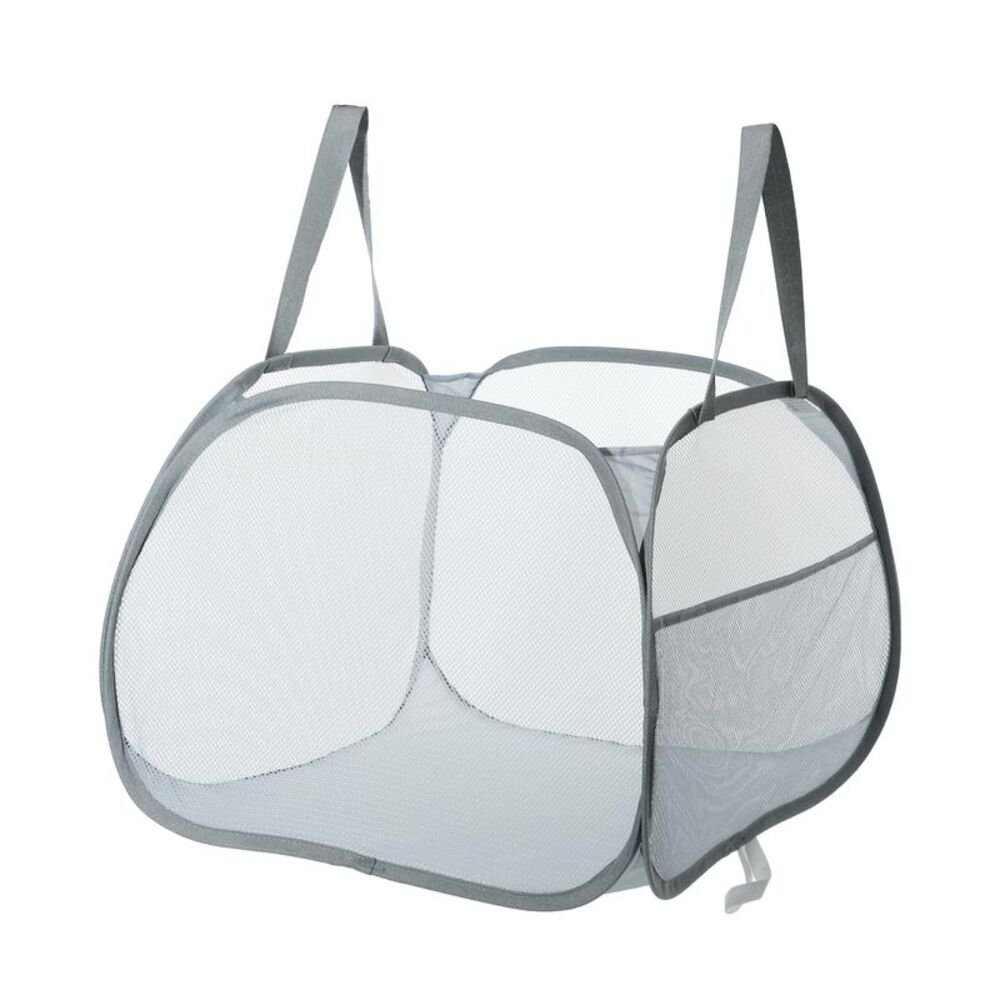 1 Pc 90L Folding Laundry Basket Portable Hamper Gray